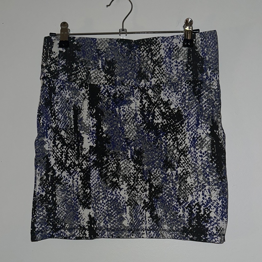 Blue and Gray Mini Pencil Skirt for Night Out